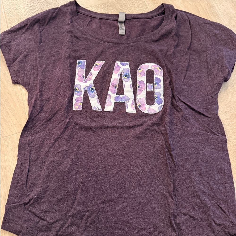 Kappa Alpha Theta Stitched Letters Shirt Heathered Purple
